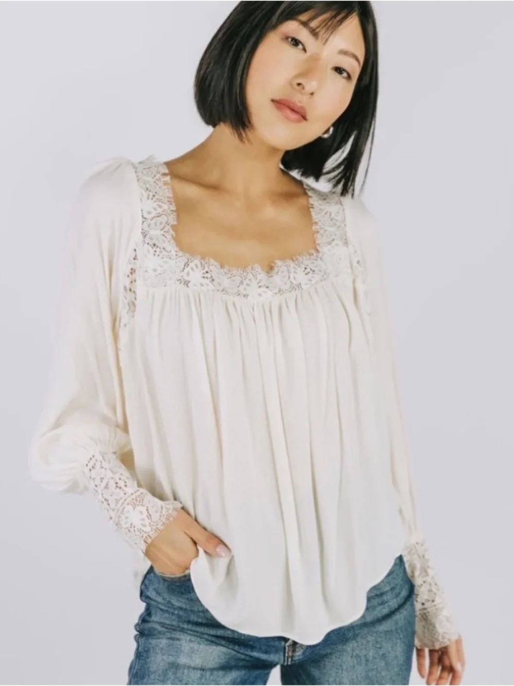 Free people Ivory Bohemian Top